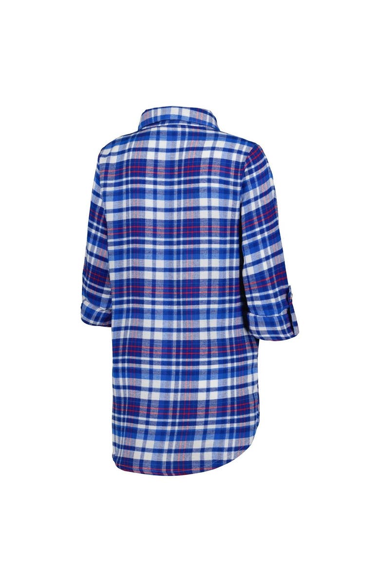 CONCEPTS SPORT Women's Concepts Sport Blue New York Rangers Mainstay Flannel Full-Button Long Sleeve Nightshirt, Alternate, color, 