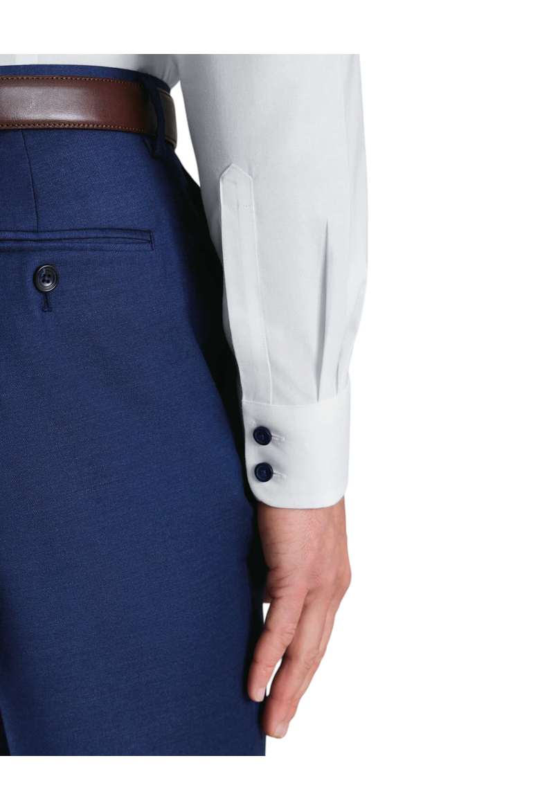 Non-Iron Twill with contrast blue buttons Shirt, Alternate, color, White