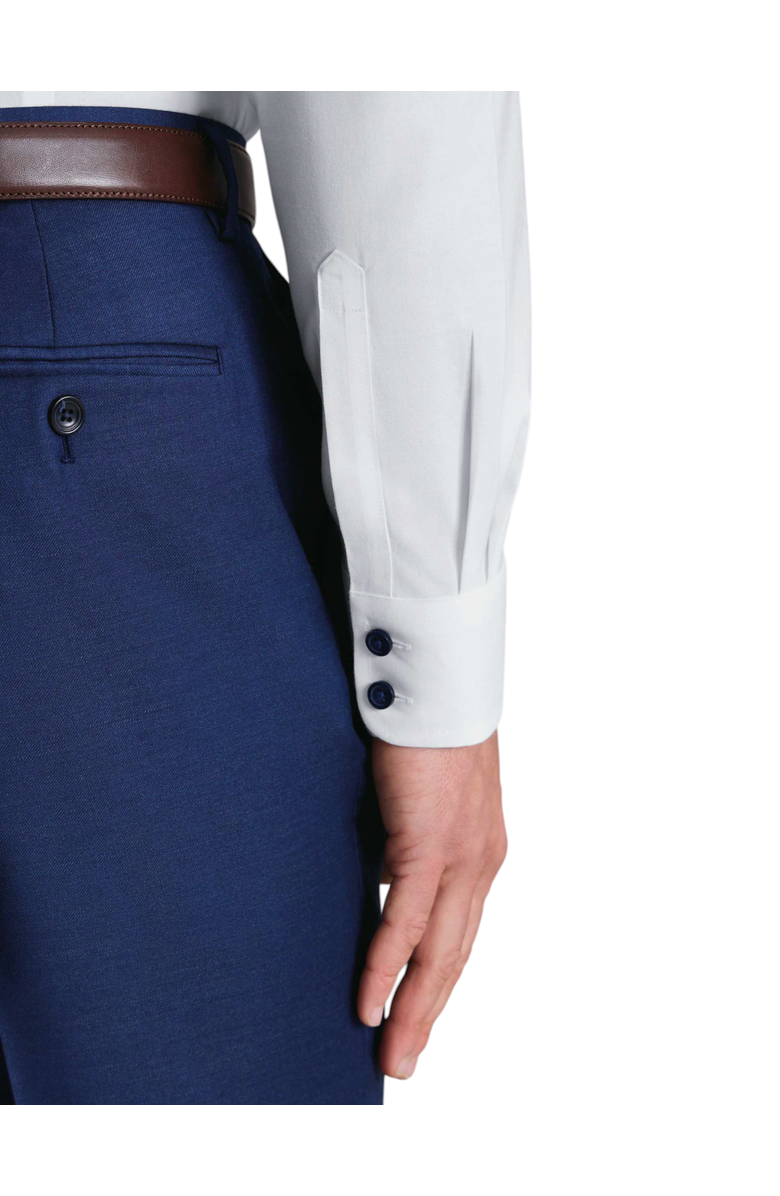 Charles Tyrwhitt Non-Iron Twill with contrast blue buttons Shirt, Alternate, color, White