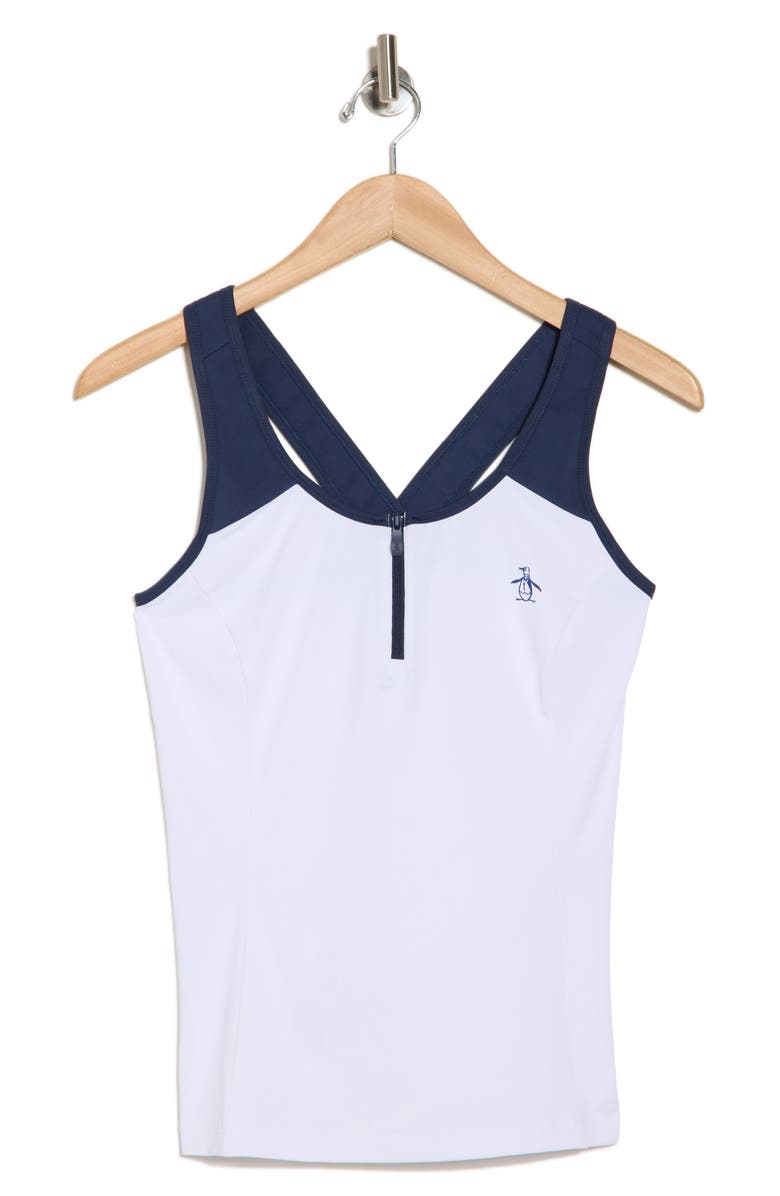 Original Penguin Colorblock Crossback Tank, Alternate, color, Bright White