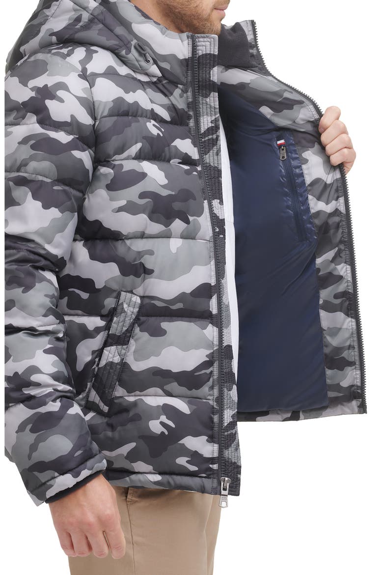 Hooded Puffer Jacket, Alternate, color, GREY CAMO