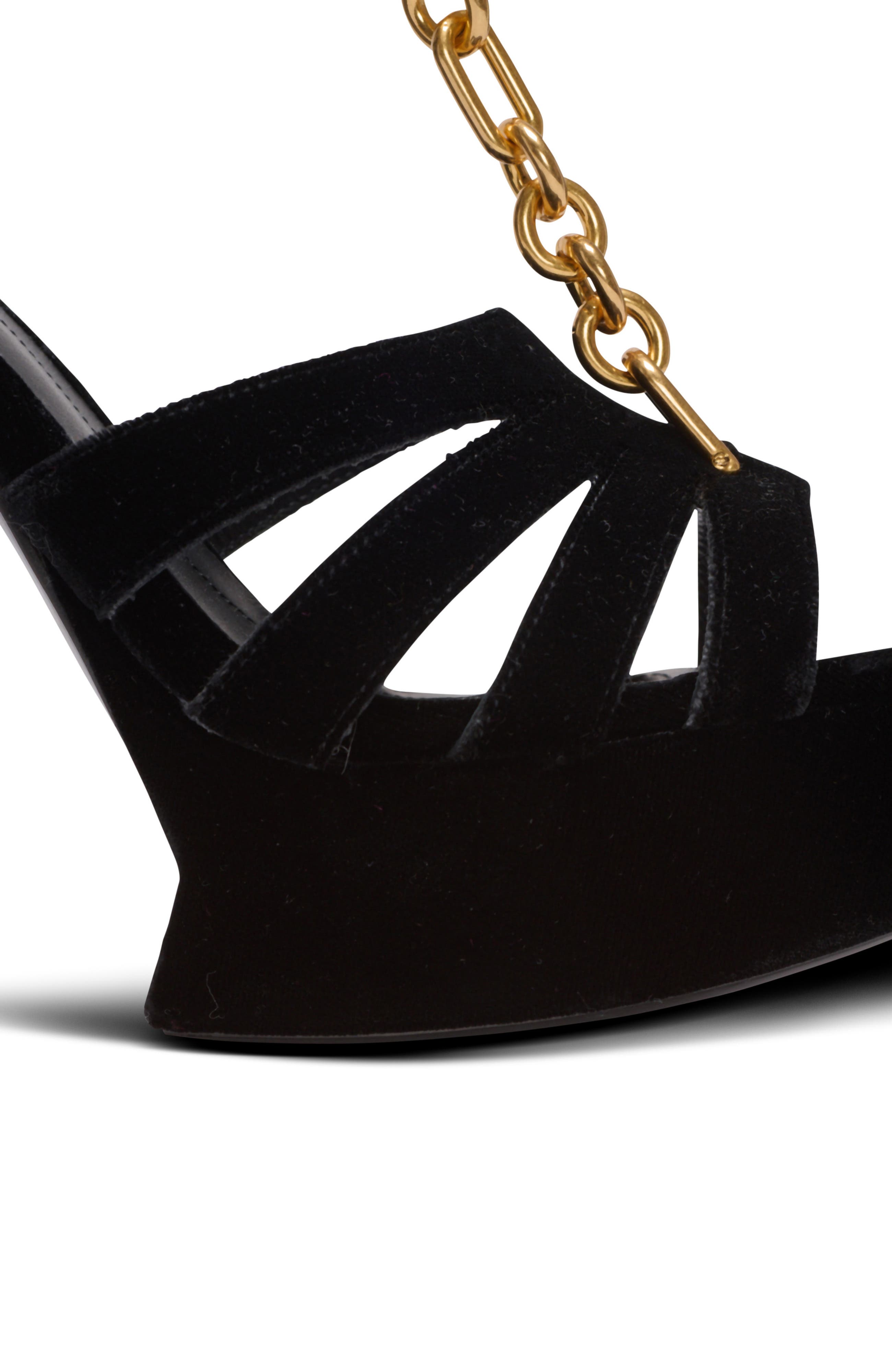 Balmain Velvet platform Sync sandals, Alternate, color, Black