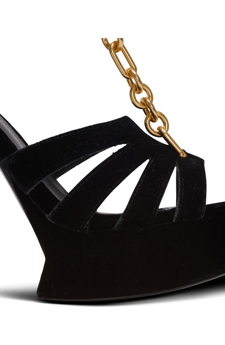 Balmain Velvet platform Sync sandals, Alternate, color, Black