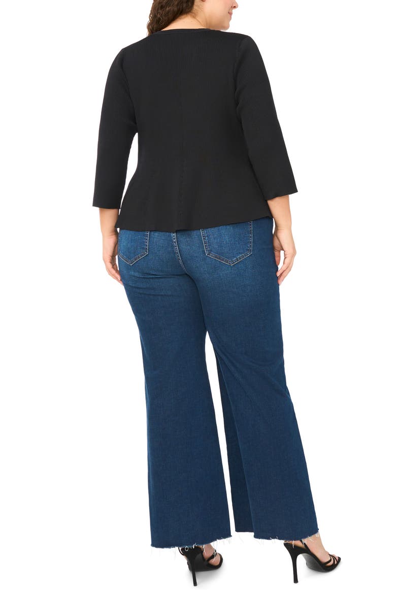 Rib Peplum Sweater, Alternate, color, RICH BLACK