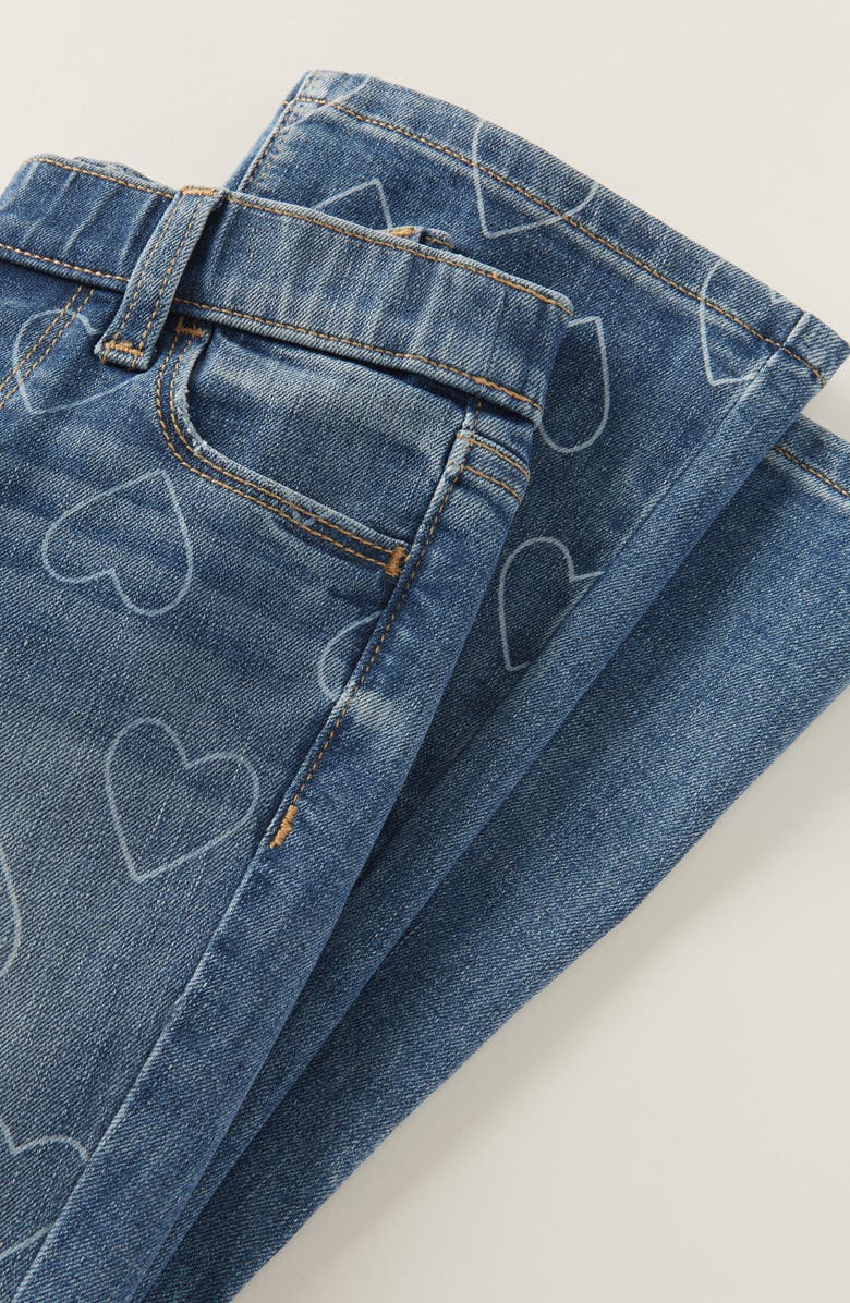 Tucker + Tate Kids' Distressed Pull On Stretch Flare Leg Jeans, Alternate, color, Medium Wash Outline Hearts