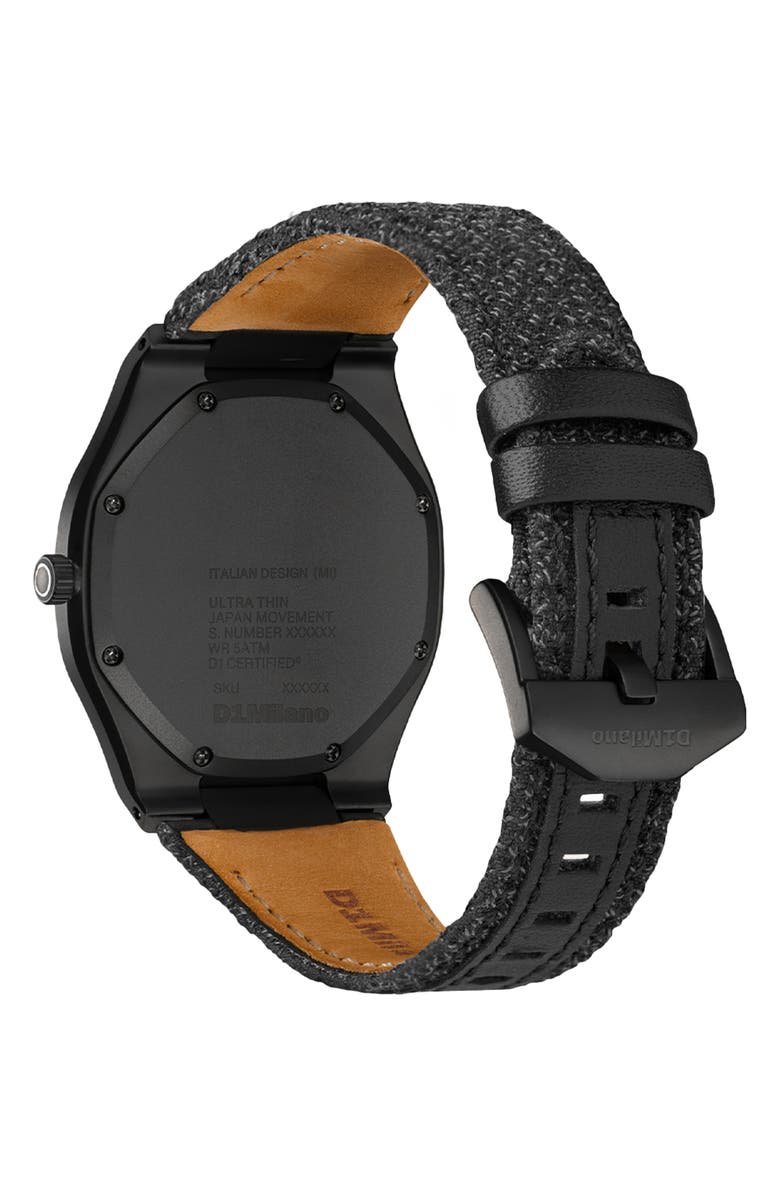 D1 Milano Ultra Thin Kevlar<sup>®</sup> Strap Watch, 39mm, Alternate, color, Black