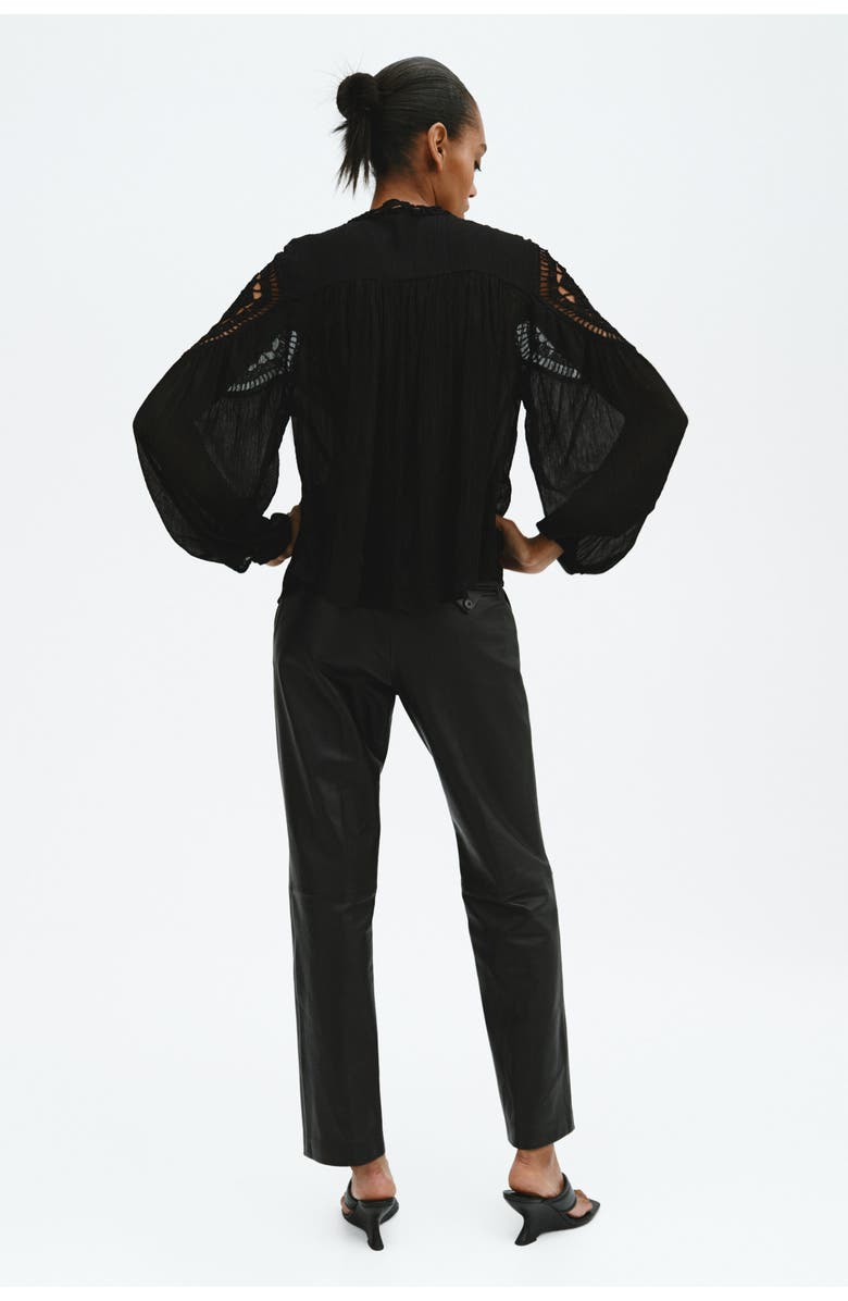 H&M Crochet-look Blouse, Alternate, color, Black