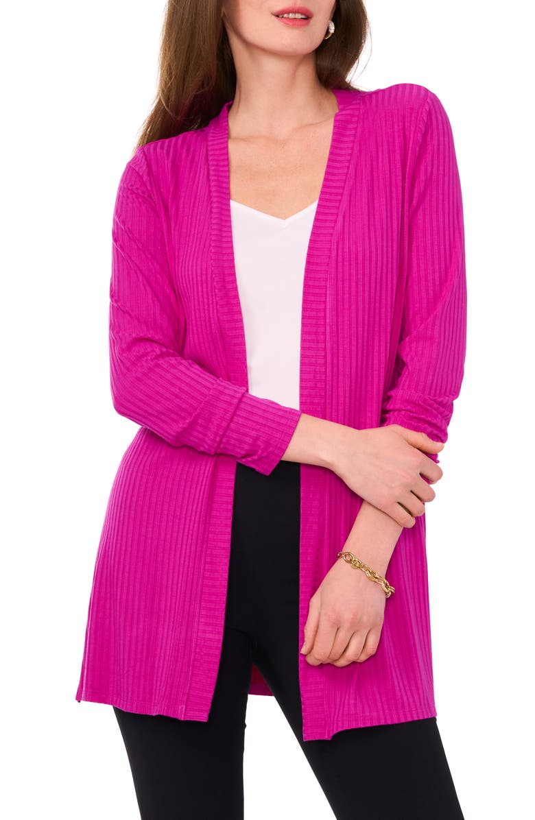Chaus Open Front Rib Cardigan, Main, color, Hot Pink
