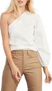 Marcella Garfield One-Shoulder Cotton Poplin Top