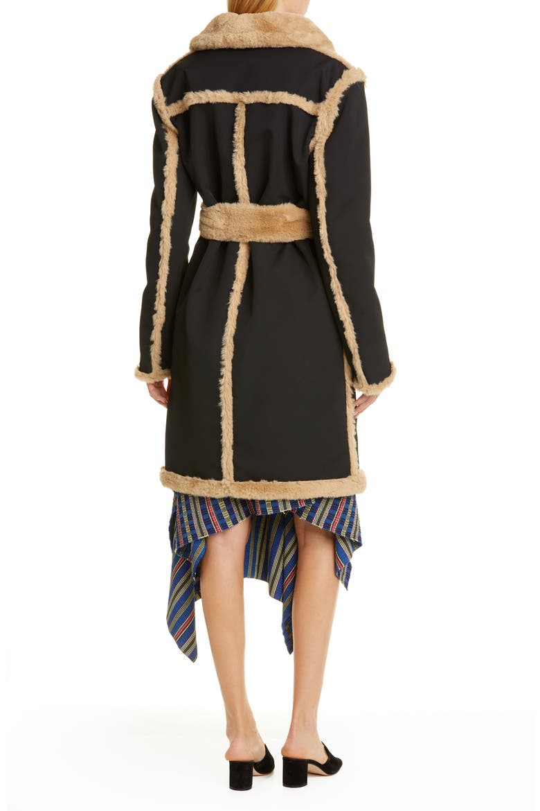 Reversible Faux Fur Coat, Alternate, color, BLACK/ CAMEL