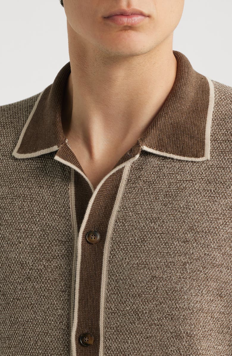 Canali Linen Blend Cardigan, Alternate, color, Light Brown