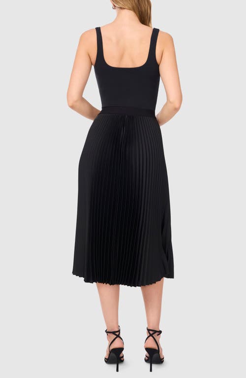 Halogenr Halogen(r) Pleated Slit Hem Midi Skirt In Rich Black