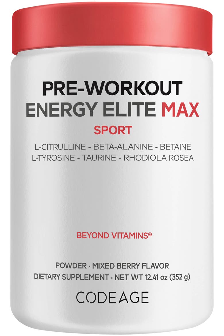 Pre-Workout Energy Elite Max - Mixed Berry, Main, color, White