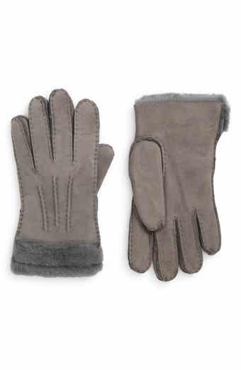 Exposed Seam Genuine Shearling Leather Gloves