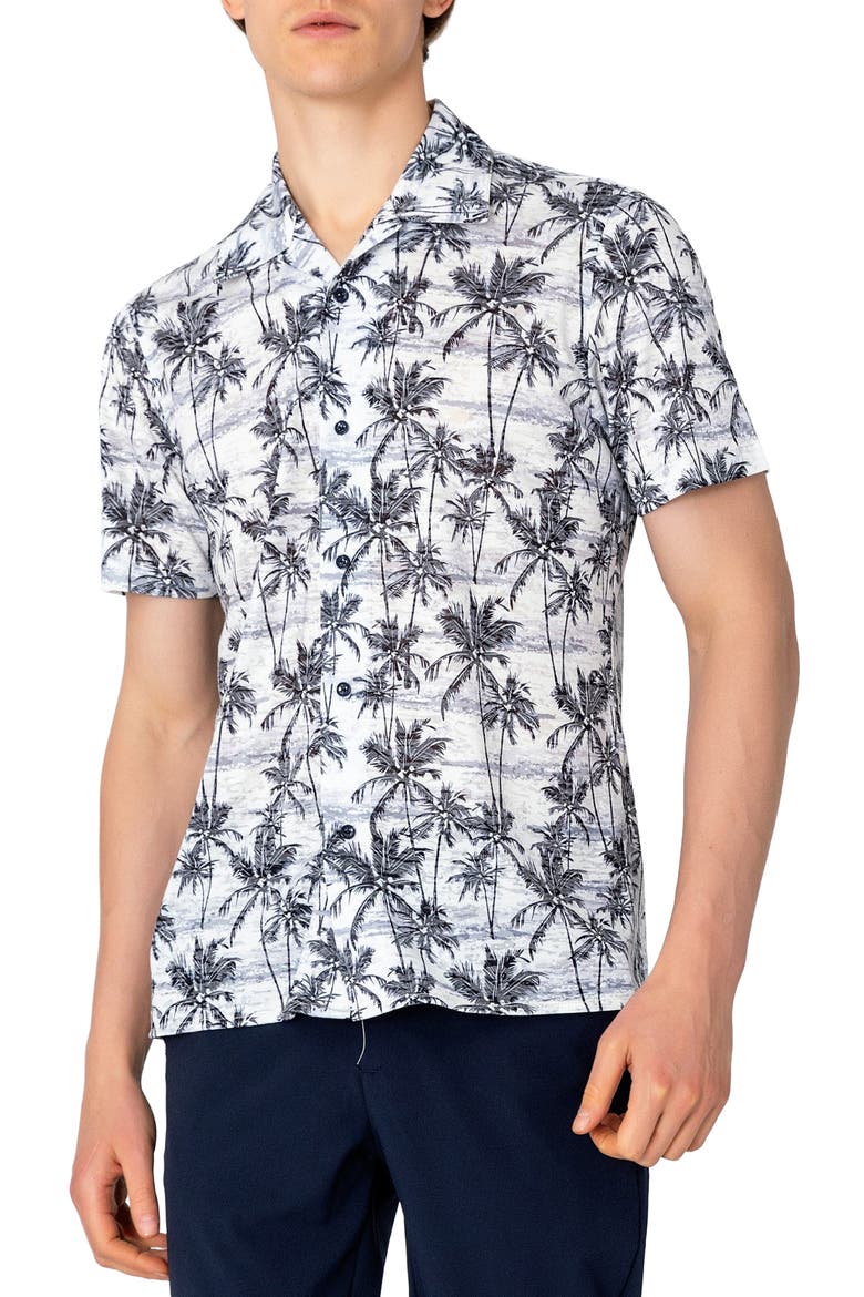 Print Lightweight Button-Up Shirt, Main, color, NEW PALM