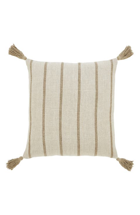 Truden Stripe Tassel Square Accent Pillow