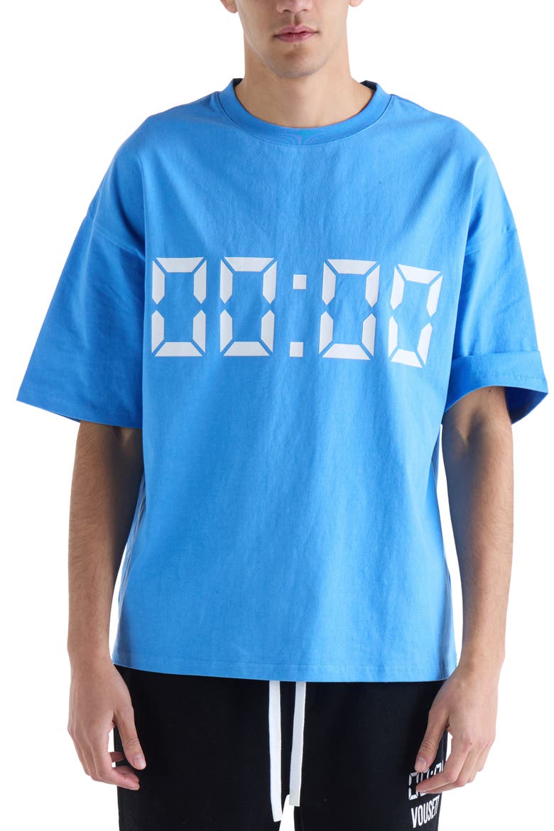 Us Against Time Cotton Graphic T-Shirt, Main, color, BRIGHT BLUE