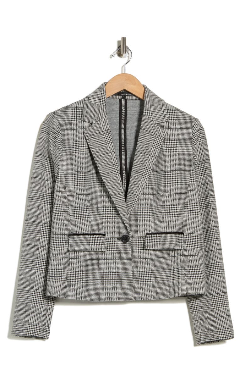 Amanda & Chelsea Glen Plaid Notch Lapel Blazer, Alternate, color, Black/ Ivory