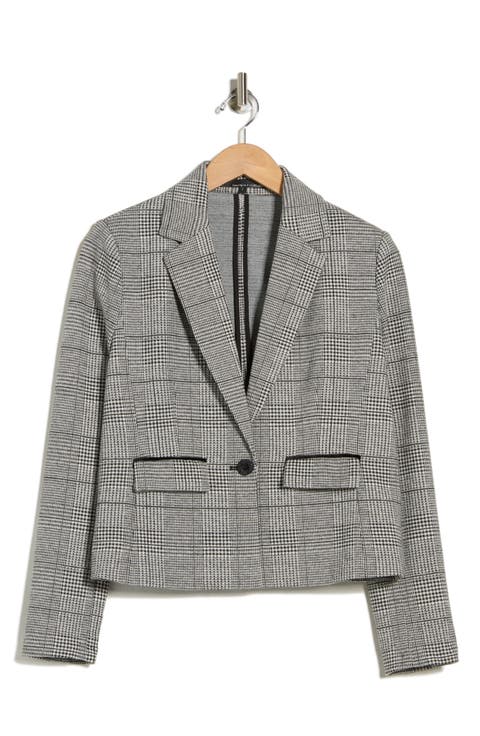 Glen Plaid Notch Lapel Blazer