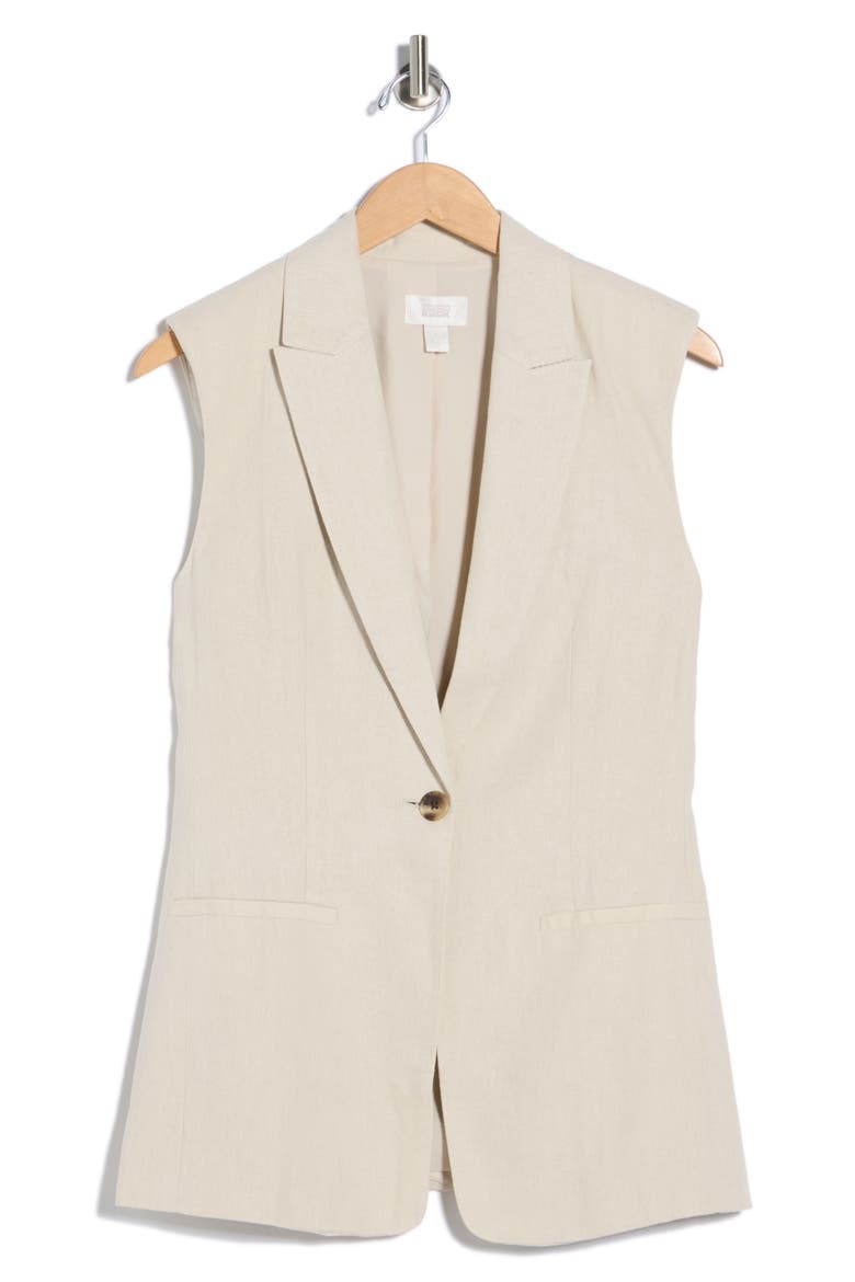 Classic Fit Linen Blend Vest, Alternate, color, BEIGE OATMEAL