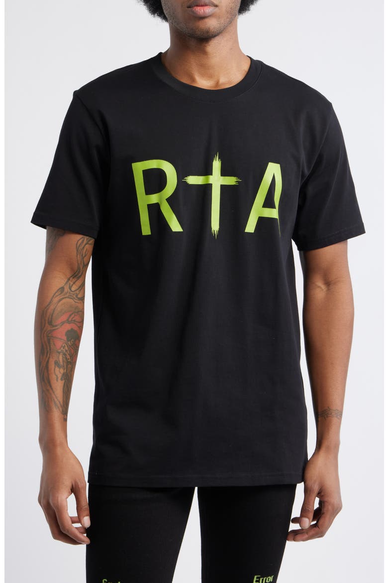 Liam Regular Fit Cotton Logo Graphic T-Shirt, Main, color, BLACK GREEN