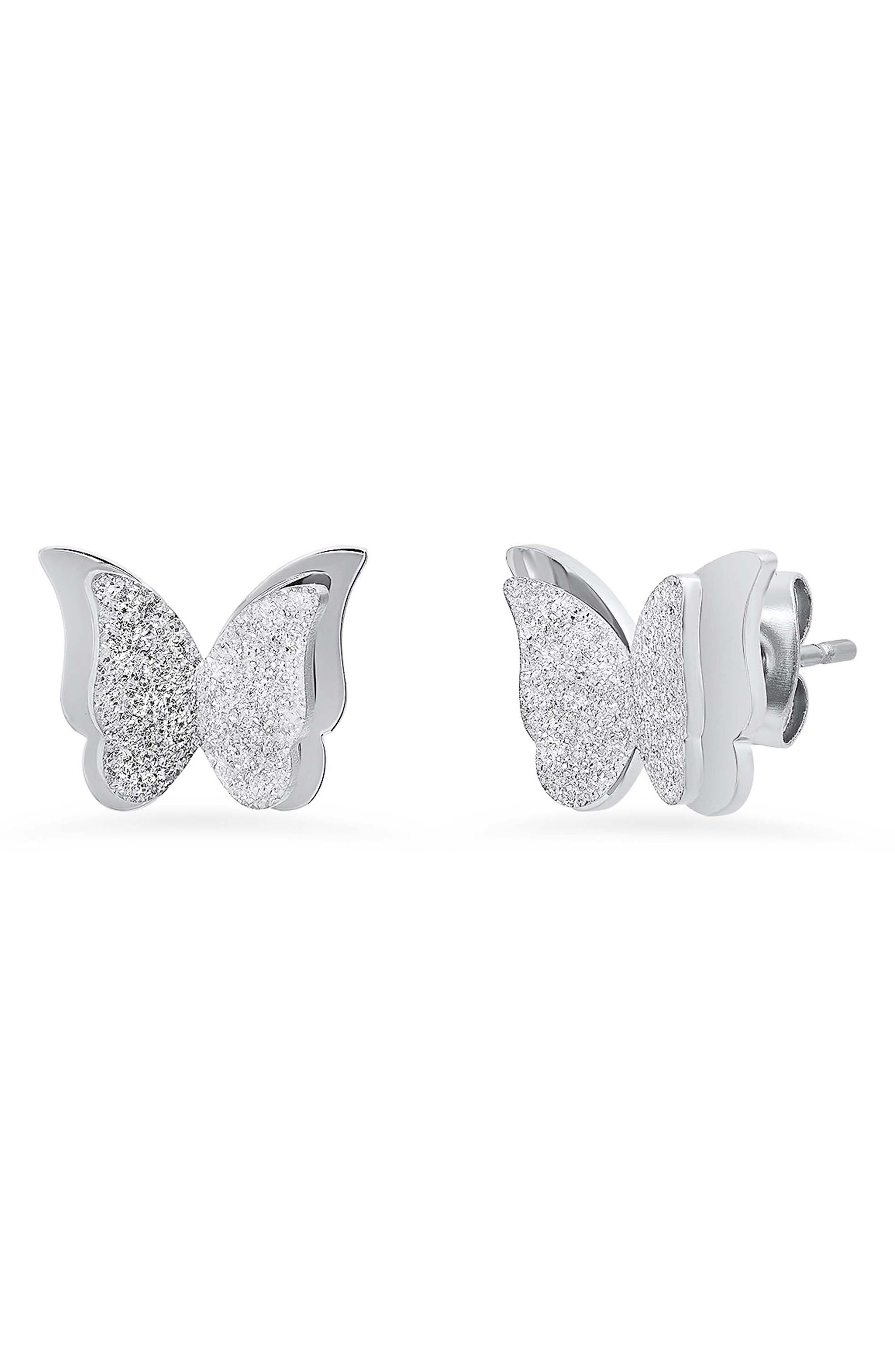 Sand Dust Layered Butterfly Stud Earrings