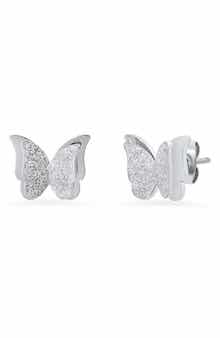Sand Dust Layered Butterfly Stud Earrings