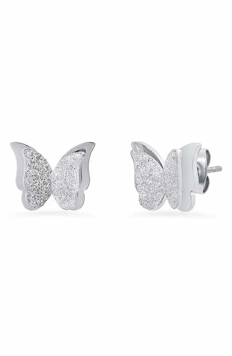 Sand Dust Layered Butterfly Stud Earrings
