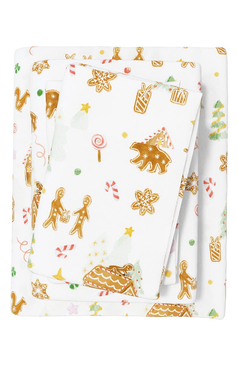 Woven & Weft Turkish Cotton Flannel Christmas Sheet Set, Alternate, color, Gingerbread Lane