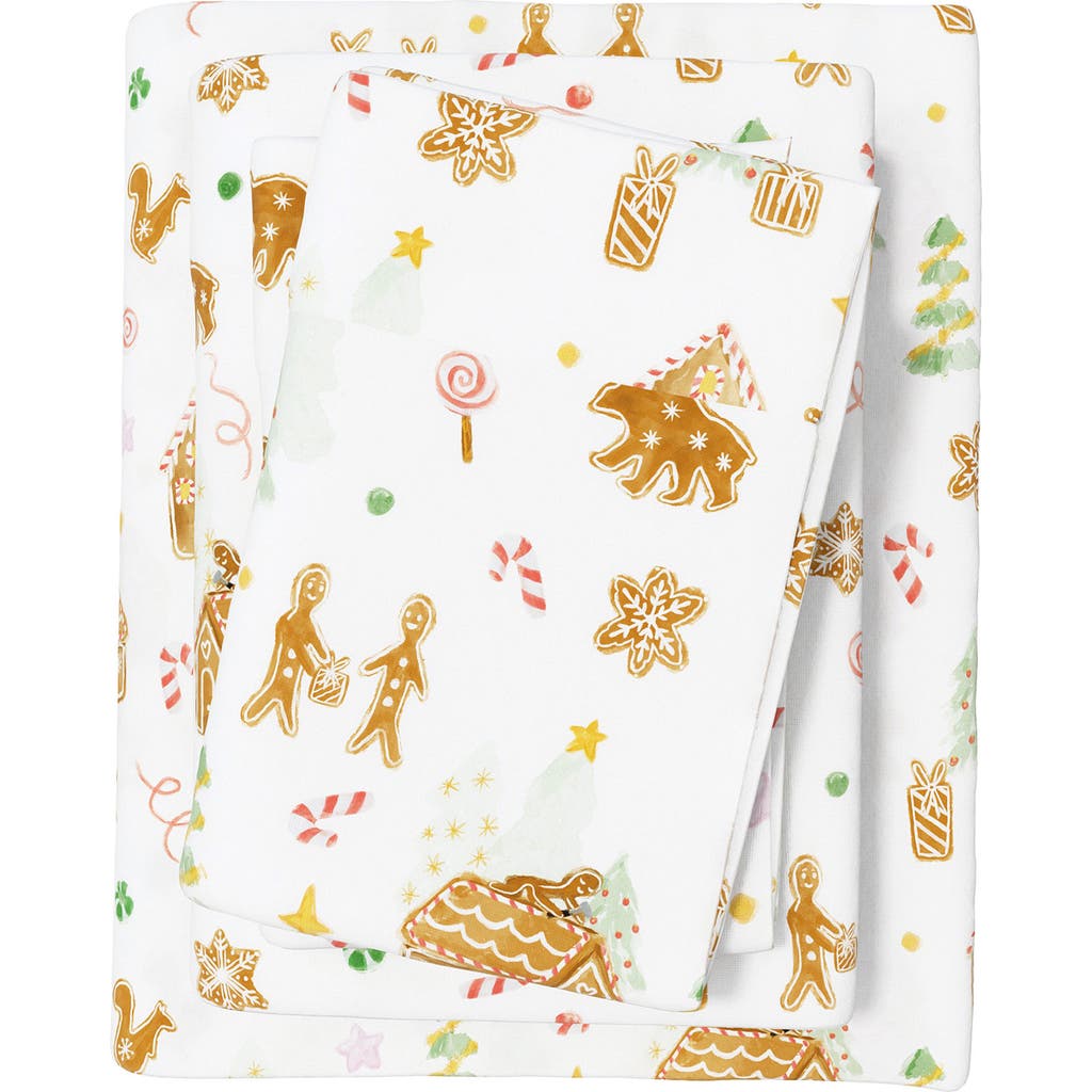 Woven & Weft Christmas Forest 4-piece Flannel Bed Sheet Set In White