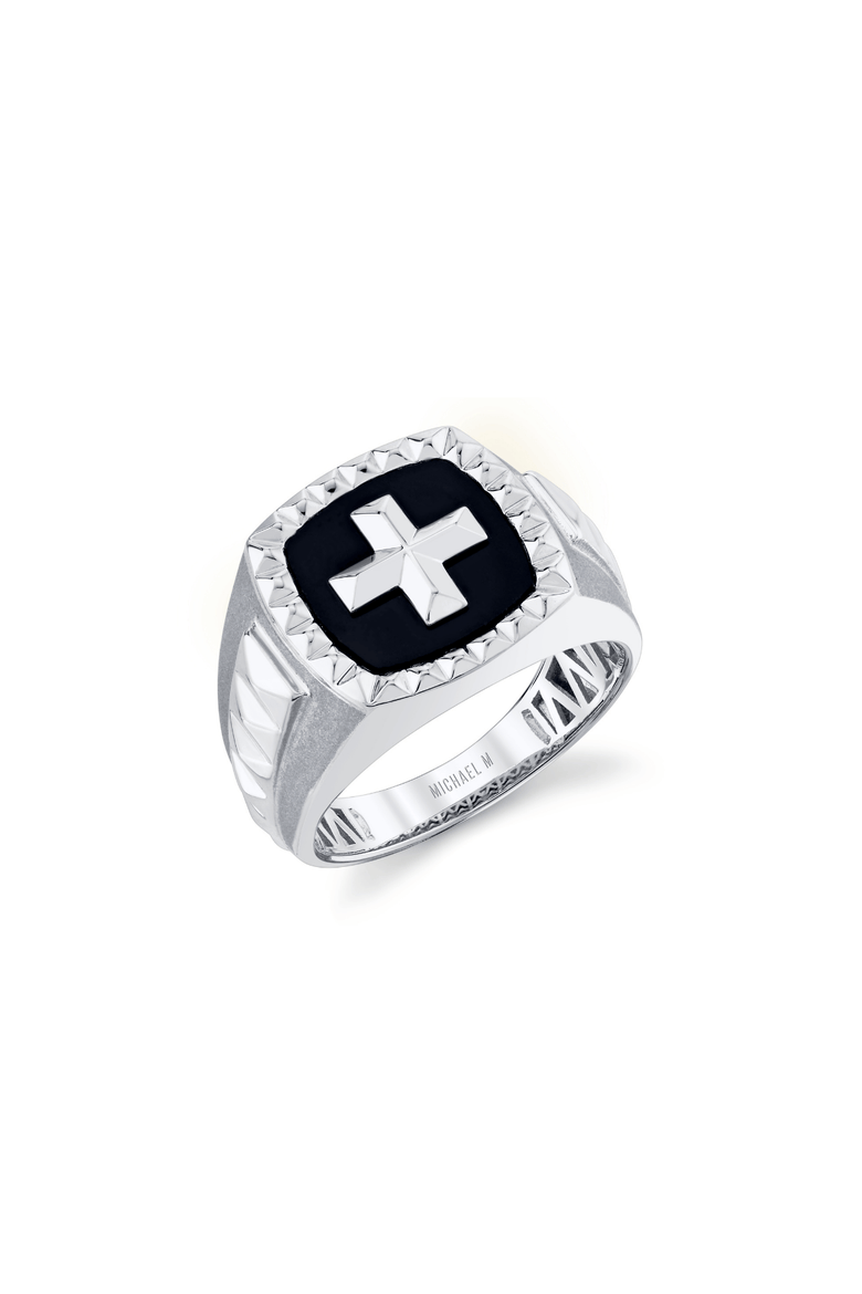 Men's Tetra Signet Ring, Main, color, Silver