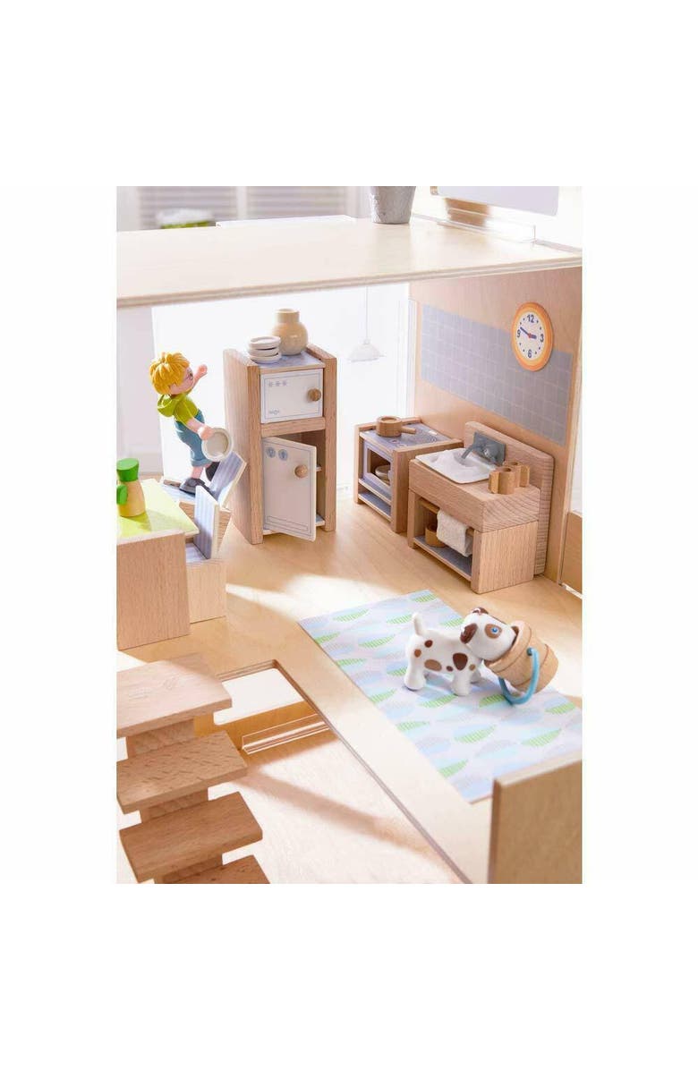 HABA Little Friends Kitchen Room Set - Wooden Dollhouse Furniture for 4" Bendy Dolls, Alternate, color, Multi