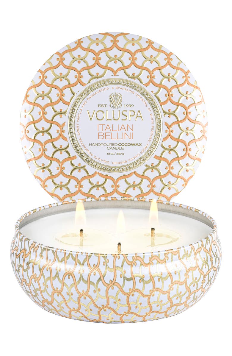 Voluspa Three-Wick Tin Candle, Alternate, color, Italian Bellini
