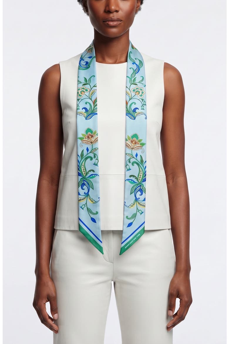 Silk Skinny Scarf Aqua Paisley, Alternate, color, Green