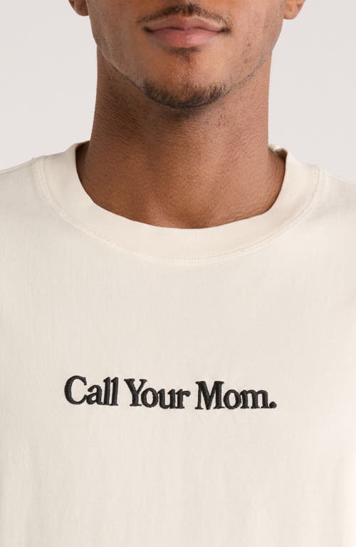 Pacsun Call Your Mom Embroidered Cotton T-shirt In Neutral
