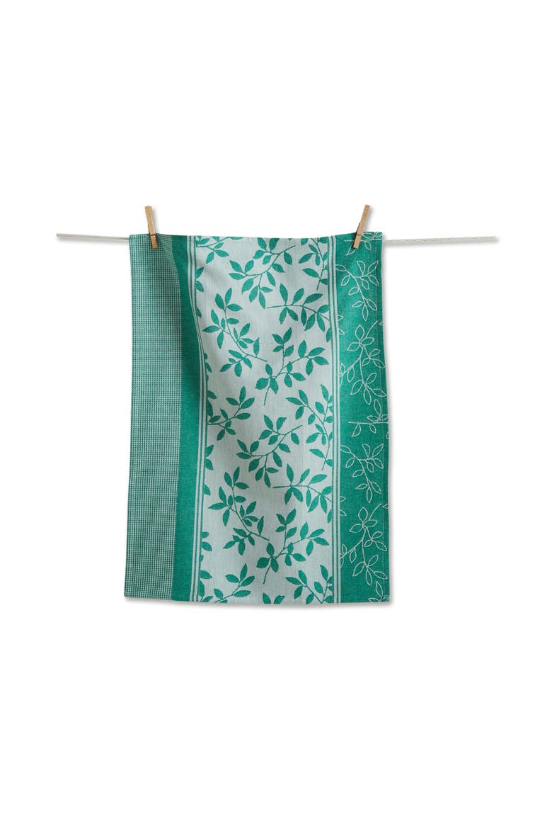 Jacqura Liana Jacquard Tea Towel Green Kitchen Towels, Main, color, Green