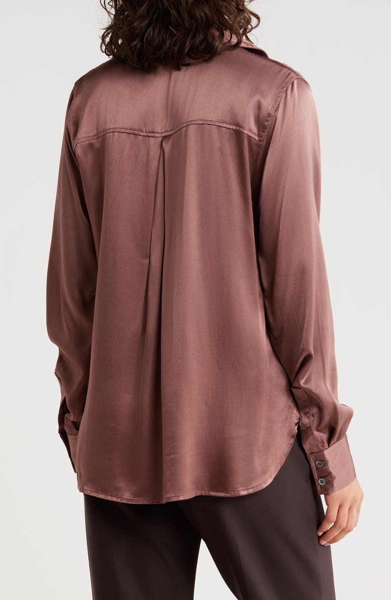 ELIE ELIE TAHARI Long Sleeve Satin Button-Up Shirt, Alternate, color, Mauve