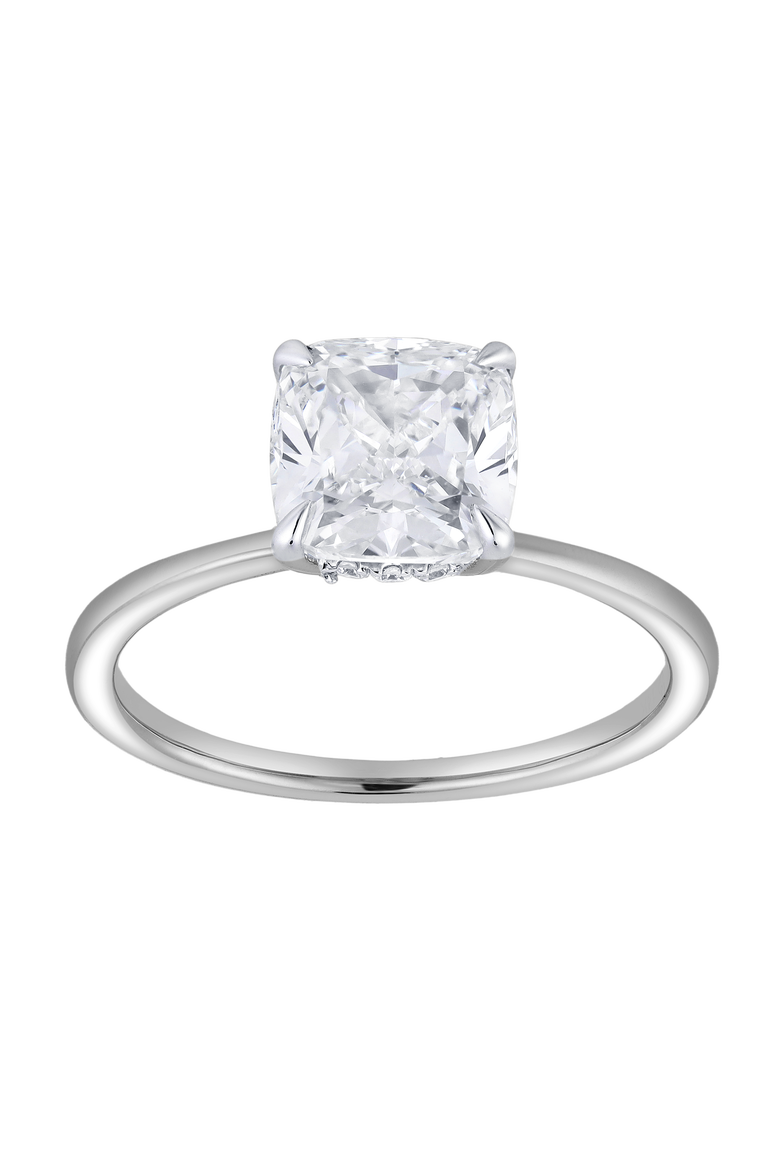 Catherine 14K Gold 2.1 Ct Cushion Lab Grown Diamond Engagement Ring, Main, color, 14K White Gold