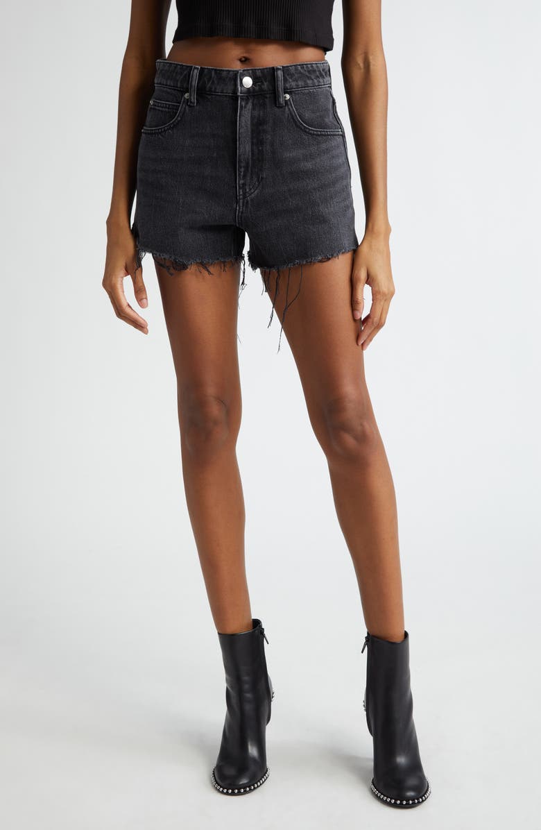 Alexander Wang Bit High Waist Cutoff Denim Shorts, Main, color, 