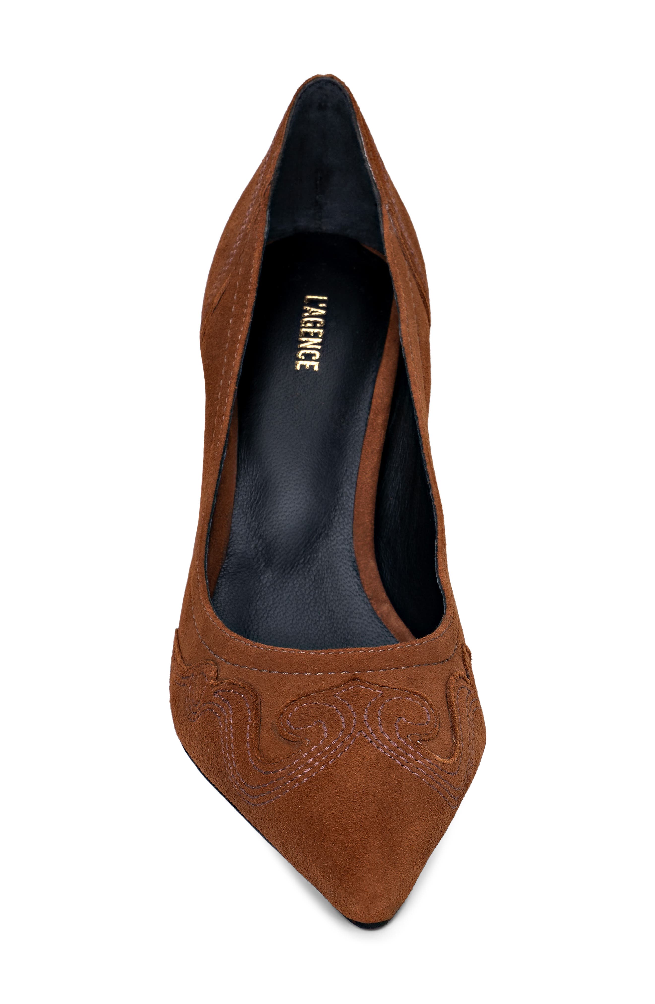 L'AGENCE Amandine Pointed Toe Pump, Alternate, color, Buckskin Suede