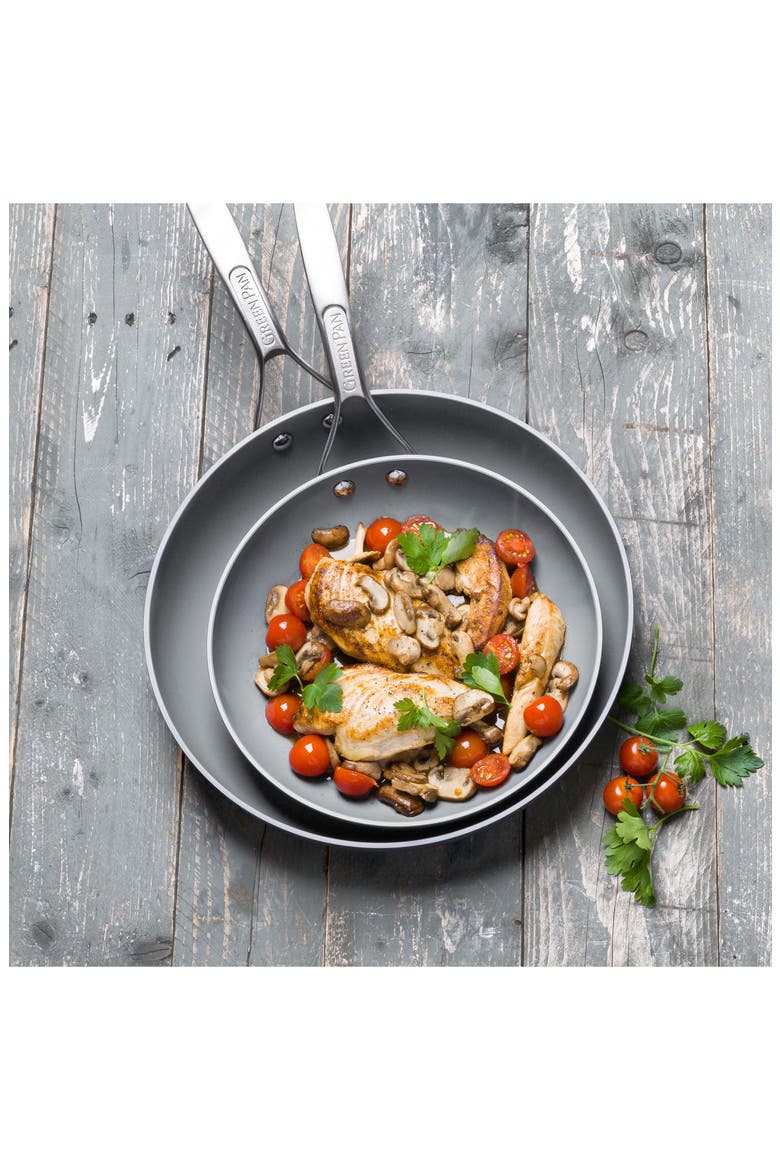 Paris 10-Inch & 12-Inch Anodized Aluminum Ceramic Nonstick Frying Pan Set, Alternate, color, GREY