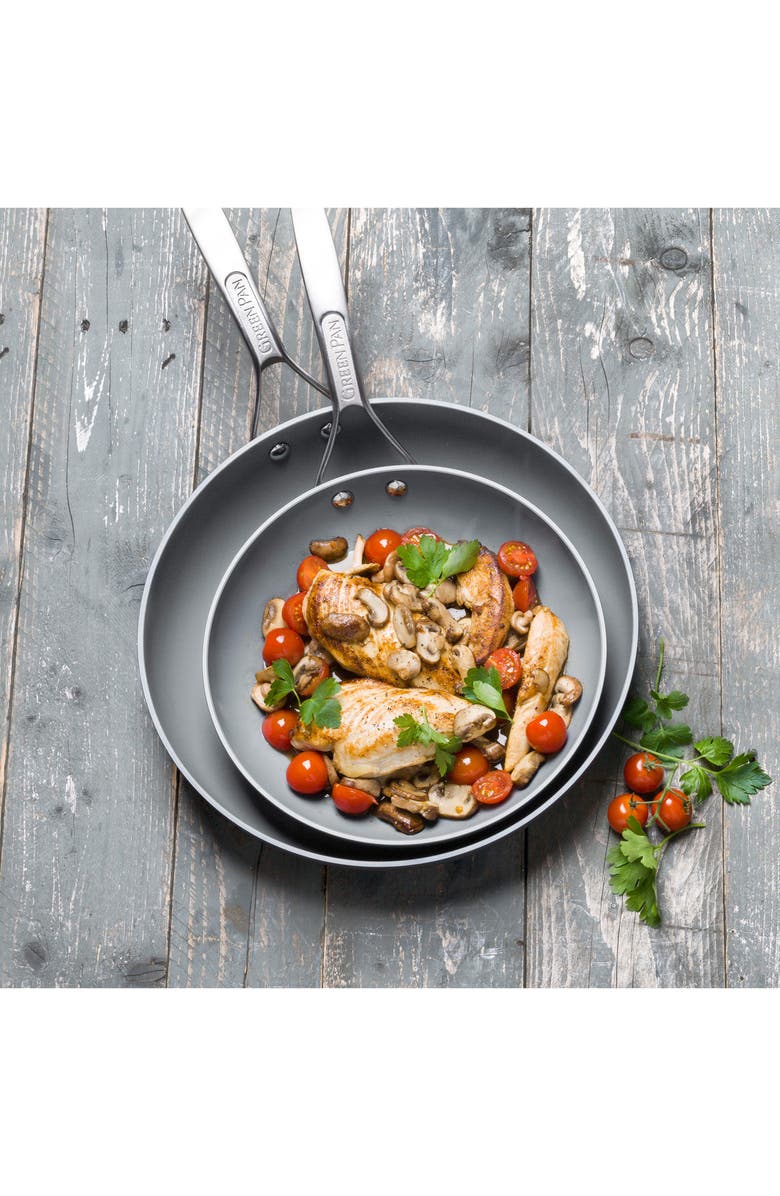 GreenPan Paris 10-Inch & 12-Inch Anodized Aluminum Ceramic Nonstick Frying Pan Set, Alternate, color, Grey
