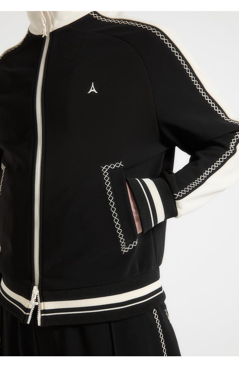 Manière De Voir Tristan Contrast Whipstitch Raglan Track Jacket, Alternate, color, Black