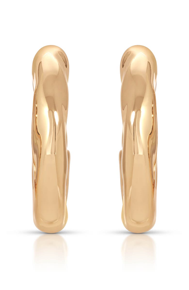 Ettika Molten Hoop Earrings, Alternate, color, Gold