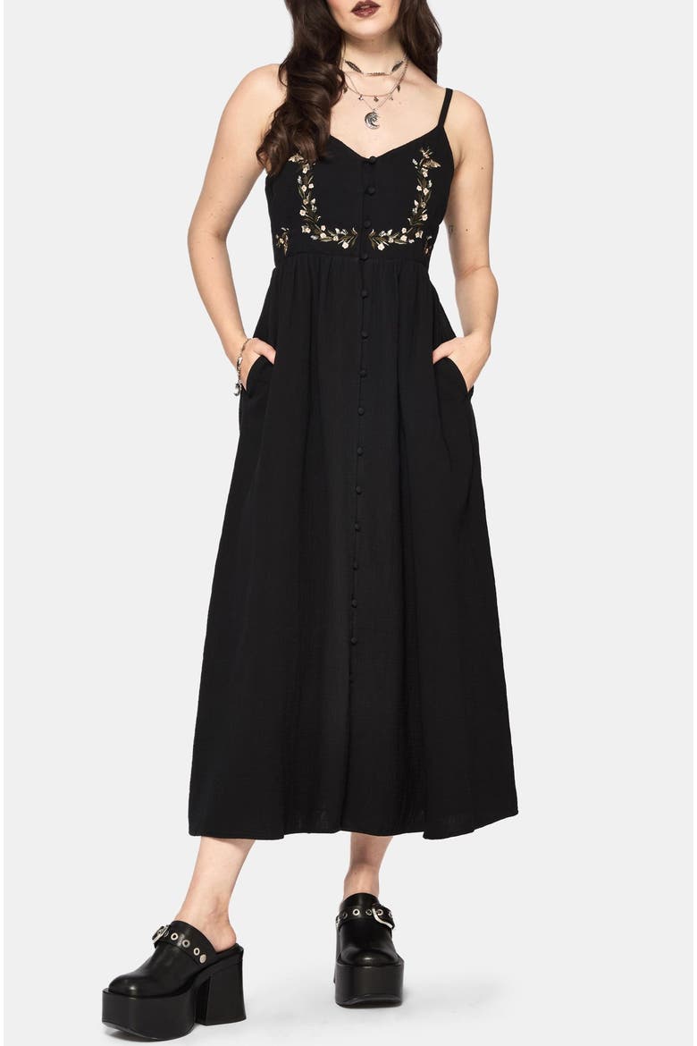 Abundance Cotton Floral Dress, Alternate, color, Black