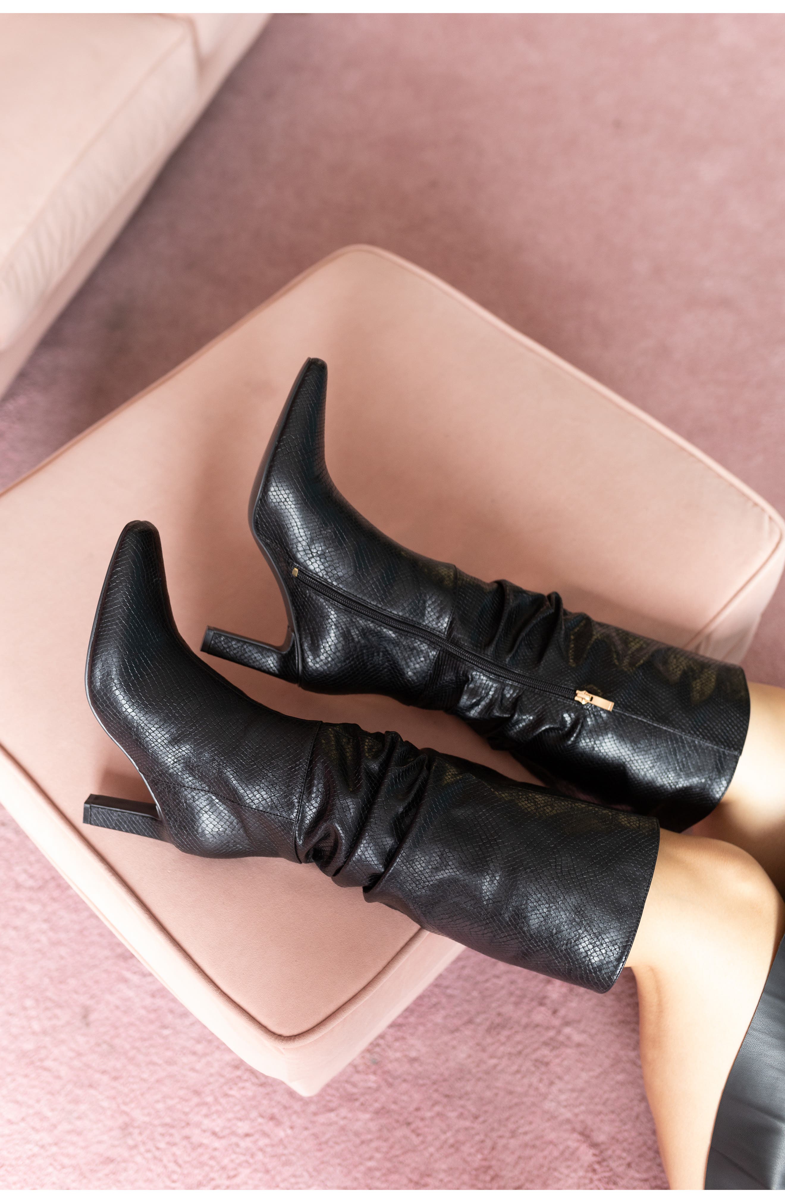 Fallon Faux Leather Knee High Boot, Alternate, color, BLACK PYTHON