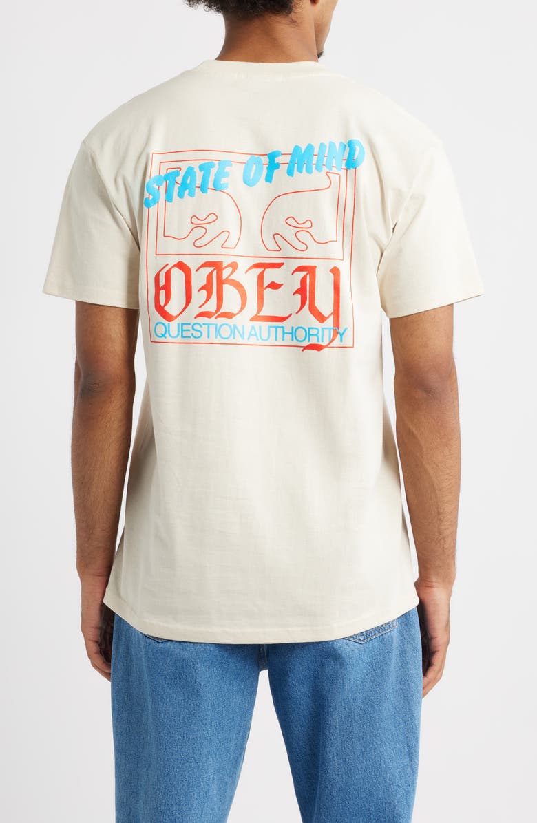Obey State of Mind Cotton Graphic T-Shirt, Alternate, color, Cream
