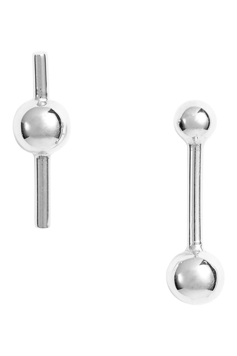 Argento Vivo Ava Linear Sphere Stud Earrings, Main, color, SILVER