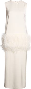 Loulou de Saison Sonia Ostrich Feather Maxi Dress