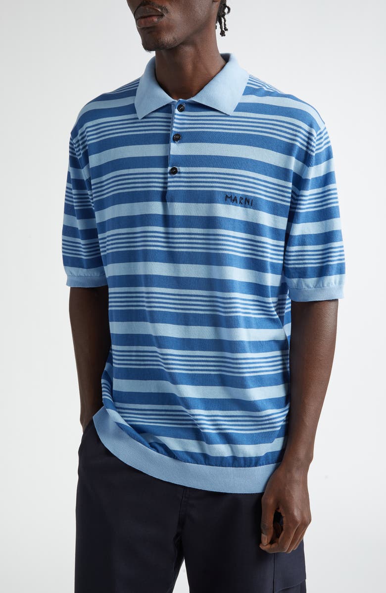 Marni Stripe Relaxed Fit Cotton Polo Sweater, Alternate, color, 